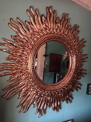 MCM Large Gilded Sunburst Wall Mirror 48 ×48  • $1000