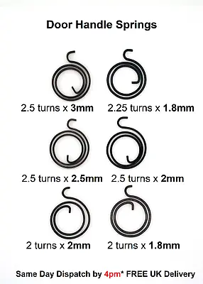 Door Handle Springs 1.8mm 2mm 2.5mm/ 3mm Thick X 2 Turns/ 2.25 Turns/ 2.5 Turns • £3.75