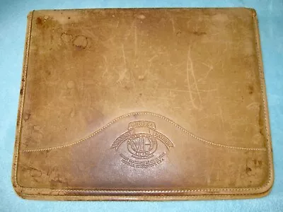 Vintage MARLEY HODGSON GHURKA Tan Original Leather 3 Ring Binder Pockets; Stains • $89.99