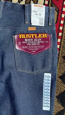 Vtg Deadstock Raw Denim Talon Zip 34x30 USA Made NOS 80s 90s Rustler By Wrangler • $20