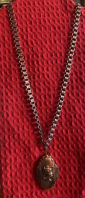 Vintage Copper Book Chain Necklace 2  Roman Photo Locket 1940s • $45.99