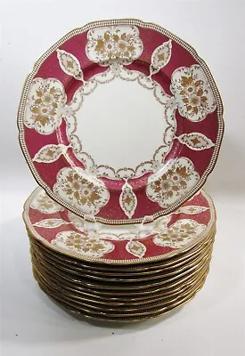 Antique Meito NSP China Japan Pink Gold 12 Charger Dinner Plates Hand Painted  • $399.99