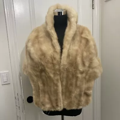 Vintage Real Mink Shoulder Shawl Wrap Ivory • $45