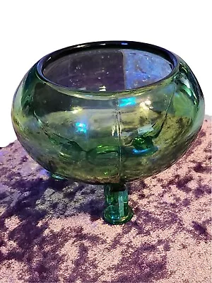 Viking Flowerlite  Emerald Green Glass Flower Bowl Vase 1950'S             • $23.99
