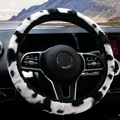 £6.89 • Buy Car Steering Wheel Cover Protector Winter Warm Milk Cow Print Pattern Women