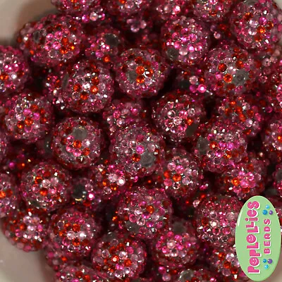 $10.75 • Buy 20mm Valentine Confetti Rhinestone Bubblegum Beads 20pc Chunky Gumball Crystal
