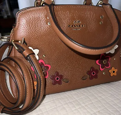 COACH Lillie Carryall With Daisy Applique Tea Rose Purse Handbag MINI • $415