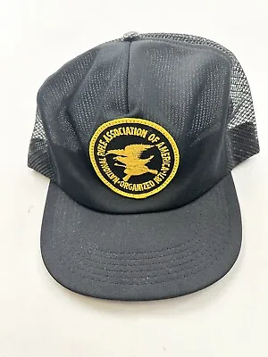 Vintage NRA Hat Cap Mens Black Logo Patch Mesh Snapback Trucker Made In USA • $19.83