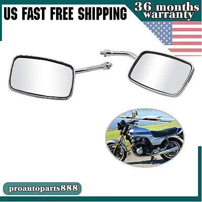 Chrome Motorcycle Rectangular Rearview Mirrors For Honda Suzuki Kawasaki 10mm • $17.23