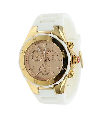 MICHELE Tahitian Jelly Bean Chronograph Rose Dial Ladies White Watch 3002 • $337.50