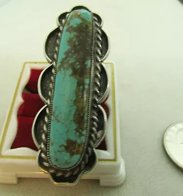 Vintage   Southwest   Turquoise  Long  Stone   Ring   Size 7   Sterling • $150