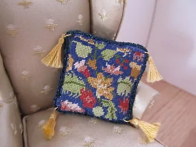 Artisan Needlepoint Petit Point Pillow  Robert Furber  Dollhouse Miniature 1:12 • $89