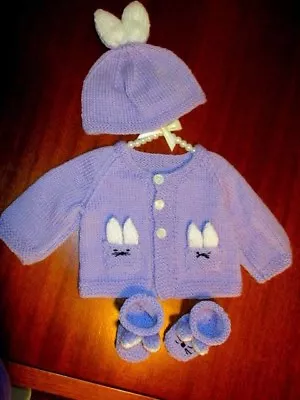 Knitted Preemie Set .For Reborn Doll Or Baby. Bunny Wabbits Galore..! • $29.95