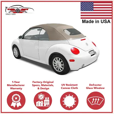 $699 • Buy 2003-10 Volkswagen VW New Beetle Convertible Soft Top W/DOT Approved Window, Tan