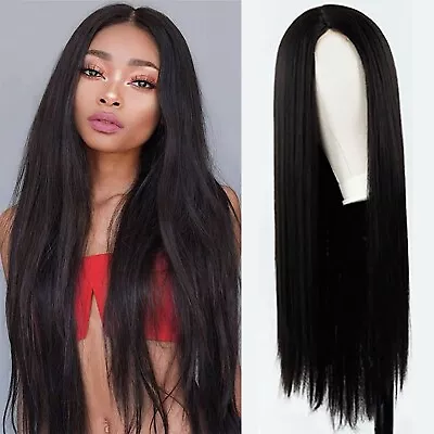 Ladies Long Straight Black Hair Wigs Womens Party Pop Daily Party Full Wig USA • $13.69
