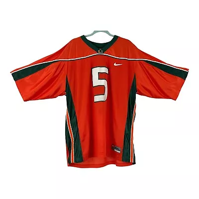 RARE Nike Miami Hurricanes UM Andre Johnson Size XXL #5 RETRO SEWN Jersey  114/2 • $39.95