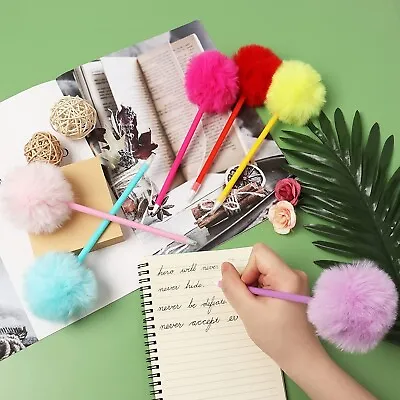 6 PCS Pom Pom Ballpoint Pen 6 Pack Fluffy Pen Cute Pens Fuzzy Pens School Office • $8.45