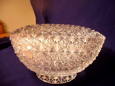 Large Antique ABP Brilliant Period Oval Cut Glass Bowl In The Russian Pattern • $275