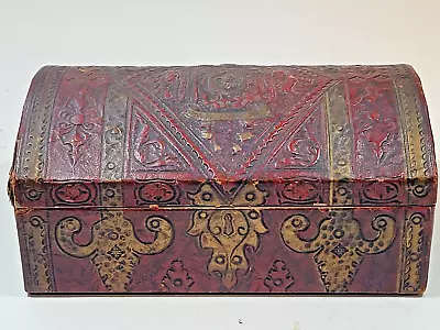 Vintage Decorative Paper Mache Box Treasure Chest Humpback Trinket Jewelry • $22.95