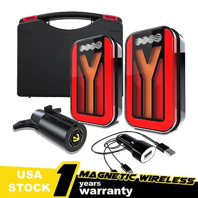 2PCS 12V LED Magnetic Wireless Tow Towing Trailer Rear Tail Lights Rechargeable • $109.99