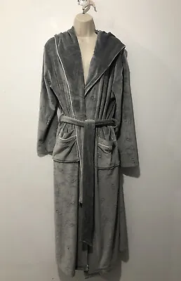 B By Ted Baker B Embossed Grey Soft & Cosy Long Velour Robe Dressing Gown Medium • £56.99