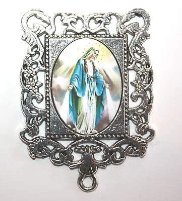 £12.14 • Buy Extra LARGE Silver Rosary Center Part | Our Lady Of Grace # 2| Rosary Parts