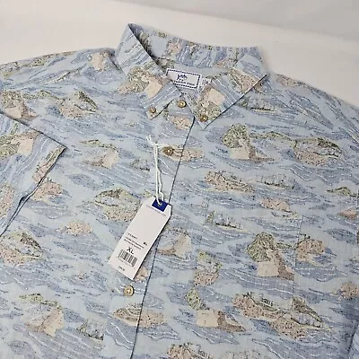 Southern Tide Mens XL Pierside Sport Aquamarine Doublesided Print Button Up NWT • $39.99