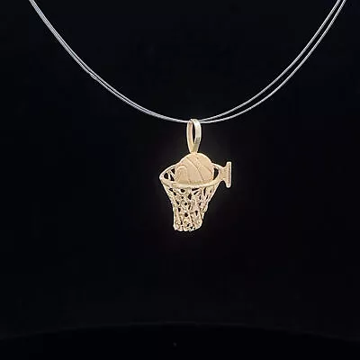 14K Basketball Hoop Dunk Sports Vintage Charm/Pendant Yellow Gold *31 • $69.95