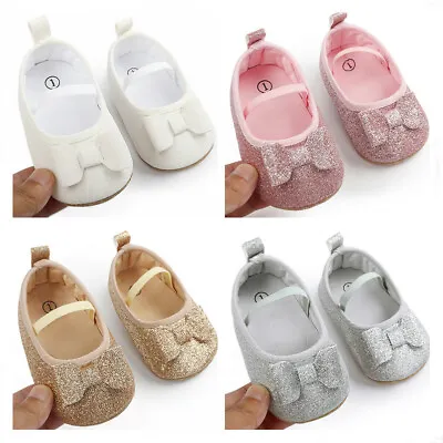 Newborn Baby Girl Pram Shoes Infant Princess Bow Dress Shoes Doll Outfit 0-18M • £4.99