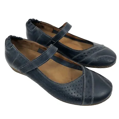 Taos Step It Up Navy Blue Leather Mary Jane Shoes Flats Comfrot Sz 40 / 9 - 9.5 • $39.95