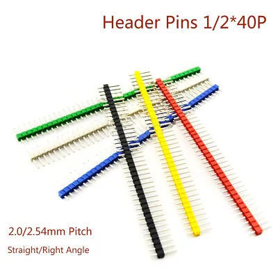 1/2x40P Male Pins Header 2.0/2.54mm Strip Connector Straight/Right Angle Socket • $2.25