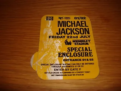 Michael Jackson Bad Tour Concert Special Enclosure Ticket Pass 1988 Mega Rare • £74.99