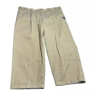 George Premium Chino Pants Men's 46 X 30 Khaki 100% Cotton Pleated Front Pockets • $20.49