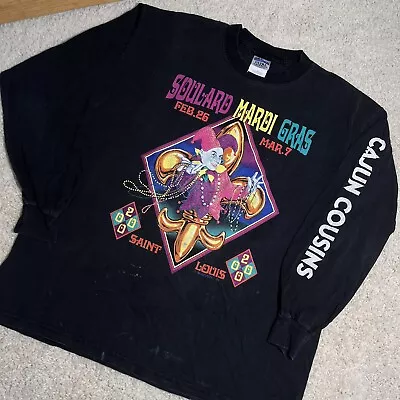 Vintage 2000 Millenium Mardi Gras Soulard St Louis Black Long Sleeve Shirt Large • $0.99