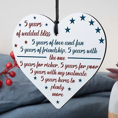 5th Wedding Anniversary 5 Year Wood Handmade Wooden Heart First Wedding Gifts • £3.95