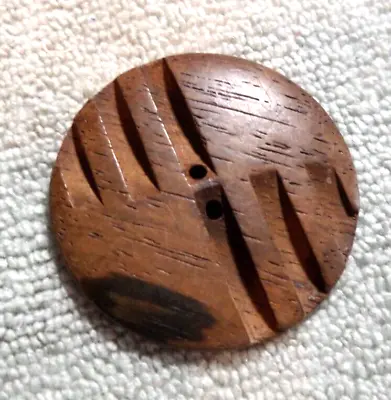 Vintage Large Wood Carved Button 1 3/4  Inch • $3