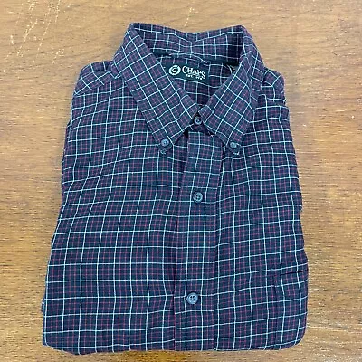 Chaps Mens Shirt Large Blue Red Tartan Check 26  Chest Designer Casual Dress Men • £9.90