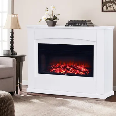 34'' Fireplace Standing Fire Suite White Surround & Insert Electric Stove Warmer • £279.95