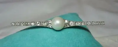 £1459.57 • Buy Art Deco Diamond Pearl Platinum Brooch Appraised Edwardian Belle Epoque