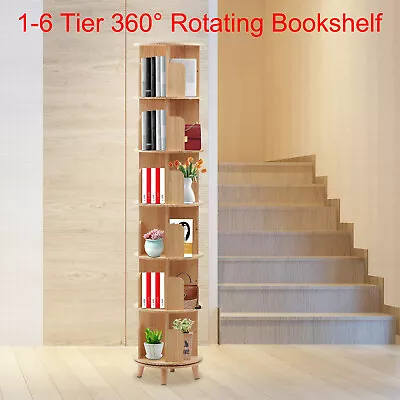 $50 • Buy 360° Rotating Bookshelf Wood Bookcase Storage Shelf Freestanding Display Rack