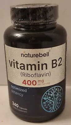 Naturebell Vitamin B2 Riboflavin 400mg Per Serving 240 Capsules– Non-gmo • $21