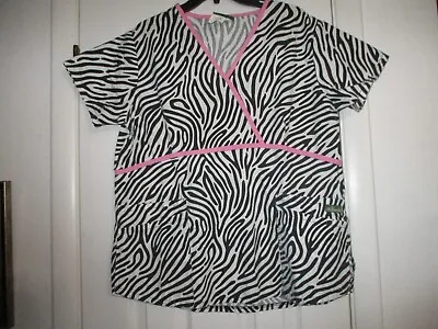 UA Scrubs Brand Scrub Top--Size L--Black & White Zebra Print--Preowned • $1.50