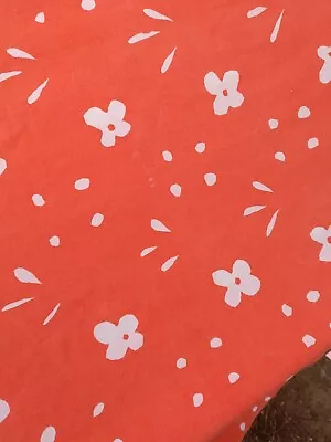 HTF Vtg Marimekko Dan River Queen Top Sheet-Faded/Flaws-Orange/White Flowers • $49.99