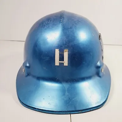 Vintage Jackson Products Aluminum Hard Hat Helmet Metallic Blue Chrome No Liner • $29.74