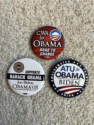 Group Of Official Union Barack Obama Buttons From 2008 Presidential Campaign • $8.95