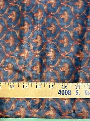 Vintage REMNANT Teal Rust Heavier Velveteen Fabric - Must See • $5