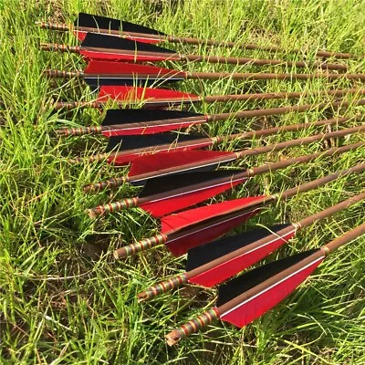 6/12PCS 32'' Handmade Bamboo Arrows For 20-60Ibs Recurve Bow Longbow Archery • $35.99