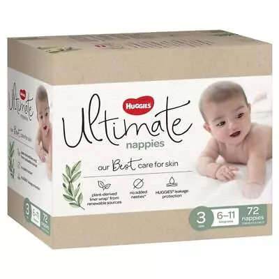 $43.59 • Buy Huggies Ultimate Nappies Size 3 6-11kg Jumbo 72 Count