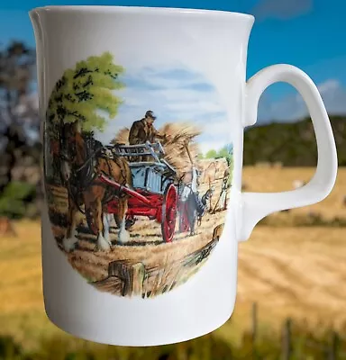 £10.99 • Buy Sheltonian English Bone China Mug Gold Coloured Trim Horse & Plough Rare Vintage