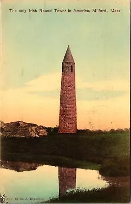 MA Milford - ONLY Irish Round Tower In America - 1911 Postcard - CR0005 • $6